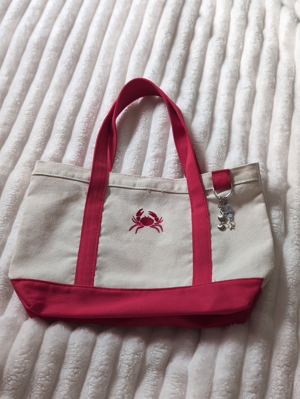 Canvas Tote with Crab Embroidery